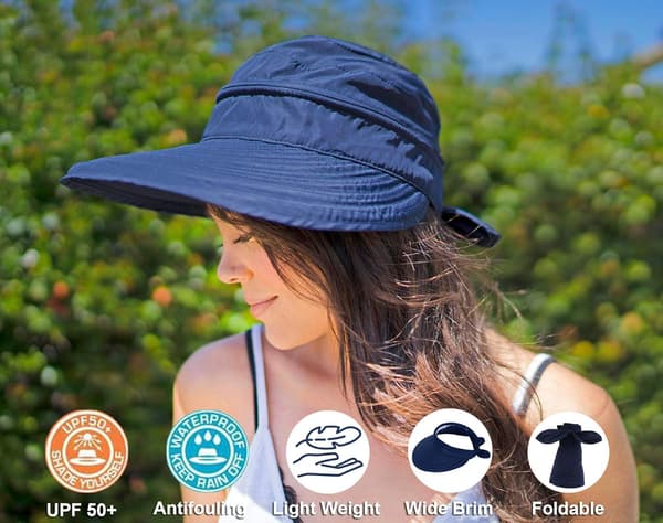 Hatte til kvinder UPF 50+ UV Solbeskyttende Konvertibel Strand V A