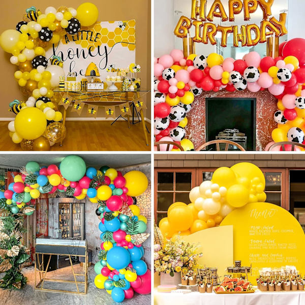 129 stk. gule balloner i forskellige størrelser 18 12 10 5 tommer latex ballonbue til maskefest dekoration køn afsløring graduation jubilæum Yellow