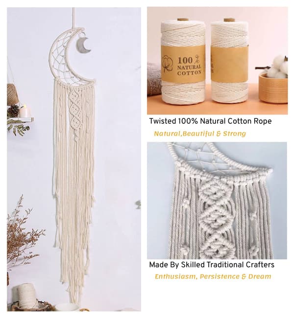 Månedrømmefanger, Boho veggdekor for soverom, jenterom, tenåring, gutter, mamma, kvinner moon no light