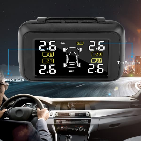 U901L-WF Solcellsdriven Trådlöst TPMS Däcktrycksövervakningssystem med 4 Externa Sensorer
