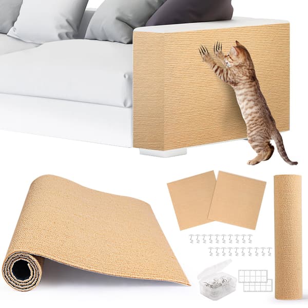 4-pack Khaki Kattskrapaskydd, Självhäftande Möbler & Väggskydd för Soffor, DIY Klätterskrapa för Katttorn, Skydd Khaki