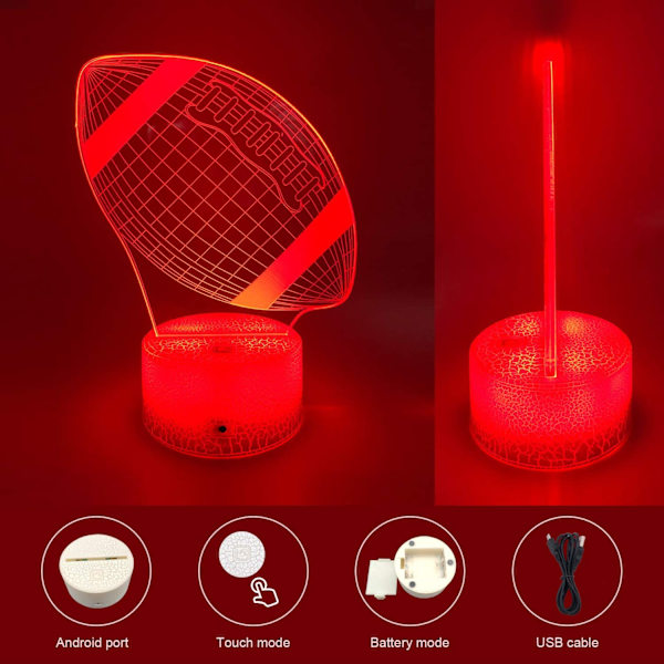 Fotbollsnattlampor för barn, 3D LED-illusionlampa med 7 färger som byter nattlampa