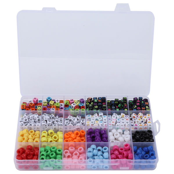 Brev Pärlor 6mm 10 Färger Elastisk Tråd Stora Hål Pärlor Set för Hantverk DIY Handgjorda