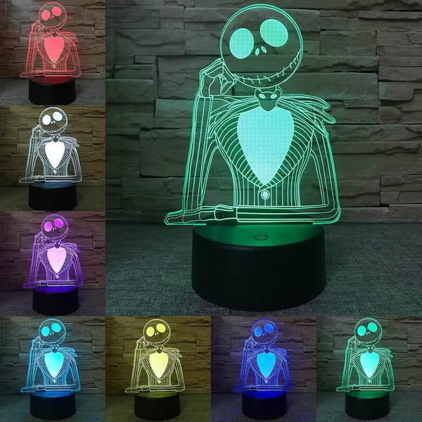 Halloween Lys Græskarkonge Jack Skellington Natlampe 3