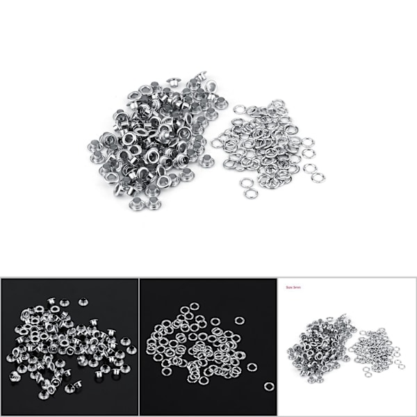 5mm Metal Øjer Vaskemaskiner Grommets Scrapbooking Læder Håndværk (Sølv)