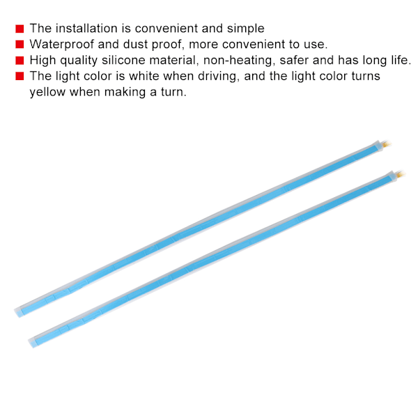 1 Par 60cm LED Dagkjørelys Guide Stripe Bar Hvit Gul Lysfarge
