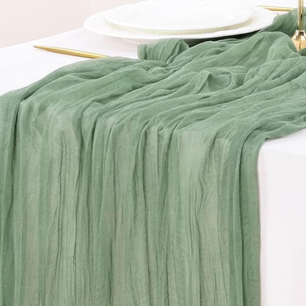 Boho Rustikk Gårdsstil Salviegrønn Osteklut Duk 120 Tommer - Gasbind Bomullsduk for Thanksgiving, Bryllup, Babyshower,