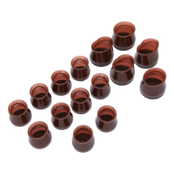 15PCS Stolsbenskydd Silikon Filt Möbler Dynor Mute Golvskyddskåpa Stor Liten Storlek Brun