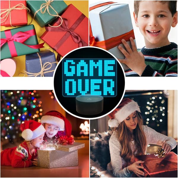 Pixel Game Over LED 8-bittinen lamppu 3D-illuusiolamppu