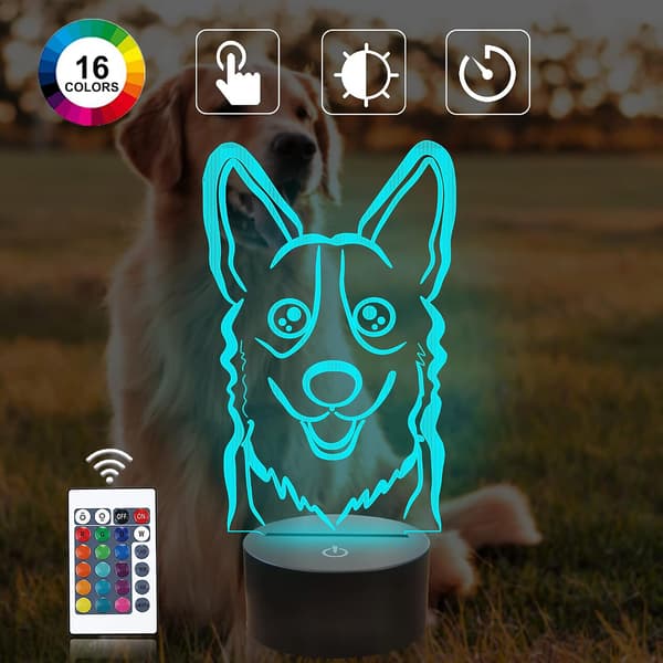 Hunde 3D Sengelampe, Attivolife Hvalpe Illusion Optisk Natlampe