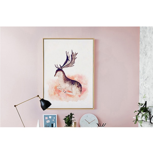 Katte, flamingoer og elge vægkunst på lærredsplakat, enkel modevandfarve