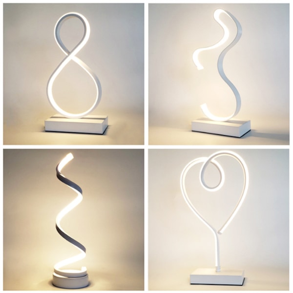 Modern sängbordslampa, LED steglöst dimbar spirallampa