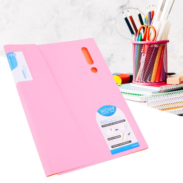 Farget dokumentmappe Sterk kraft Sterk A3/A4 testpapir klips Dokumenter mapper (Rosa)