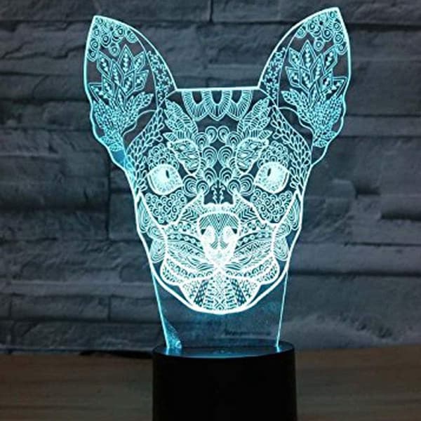 Abstrakt 3D Chihuahua Hund Optisk Illusjon Nattlampe 7