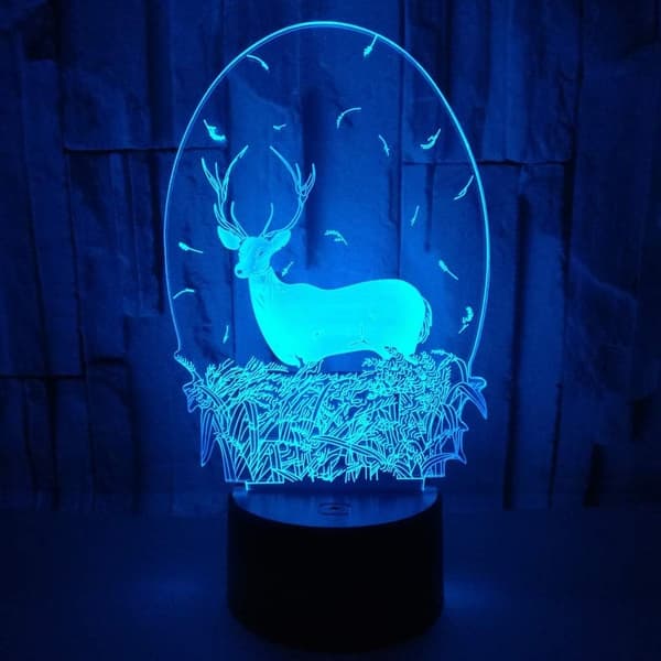 Julehjort Akryl 3D Natlamper USB LED Bordlampe Ho