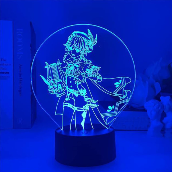 Yövalot Keqing Hahmo Anime Peli 3D LED Pöytälamppu Makuuhuoneen Sisustukseen Led Valo