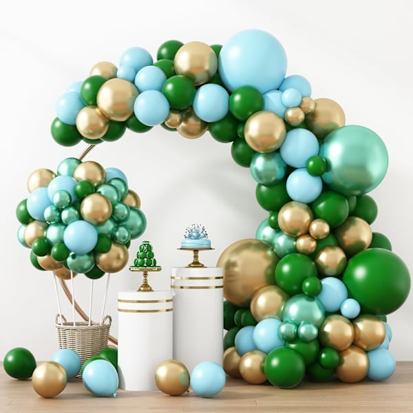 129 kpl vihreää ja kultaista ilmapalloa eri kokoja 18 12 10 5 tuuman pakkaus vihreän metalli kullan ilmapallokaari teema ilmapallosetti trooppisena mehuna Green and Gold