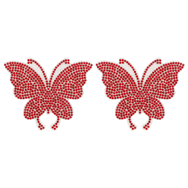 Krystall Butterfly Sticker Shiny Adhesive Hot Rhinestone for Dekorasjon Klær Bil DatamaskinRød