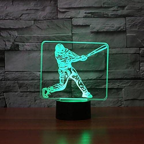 3D Baseballspiller Natlampe Touch Switch Dekor Bordlampe