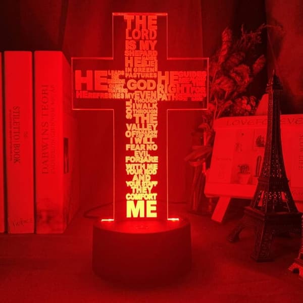 3D Illusjon Nattlys Skrivebordslampe Den Hellige Bibel Salme Dikt