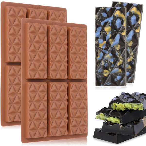 2-pack Chokladformar för Djup Choklad, Tjock Silikonform för Fylld Choklad, Vaxsmältning, Godisform