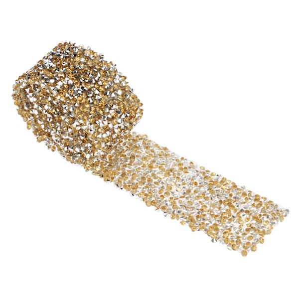 Diamantnät Wrap Rulle Sparkle Crystal Rhinestone Band Bröllopsdekoration (Kristallgul)