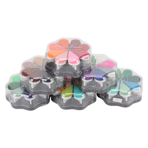 6 stk vaskbare blekkputer i kronbladsform 48 metallfarger DIY gummistempelputer for hunder baby fotavtrykk fingeravtrykk