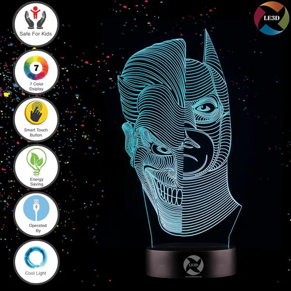 3D Optisk Illusjon Nattlys - 7 LED Fargeskiftende Lampe