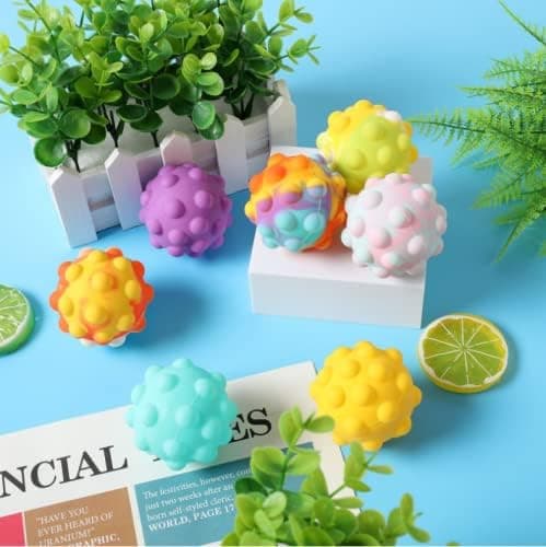 4 st Pop-Up Sensoriska Bollar för Barn - 3D Push Bubble Fidget Leksaker, Stresslindrande Leksaker för Barn och Vuxna, Perfekt Present för Ångest