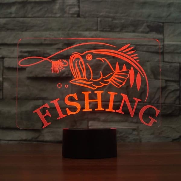 3D Fisk Dyr Nattlys Bord Skrivebord Optisk Illusjon Lamper