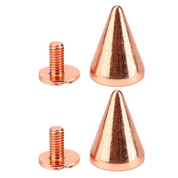 100 set Punk Cone Spikes Nitar Electropläterad Ros Guld Punk Cone Spikad Skruvnit Punk Stil Dekoration 9.5x15mm