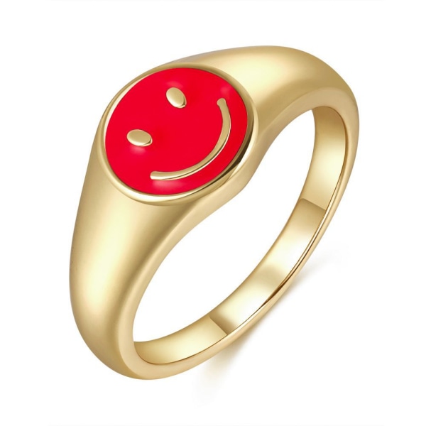 Guld Smiley Face Ring Signet, Vintage Golden Gifts Jewe
