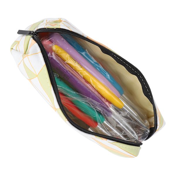 Virka nål set TPR mjukt handtag nålar kit DIY stickning verktyg hushållsartiklar C4-diamantväska