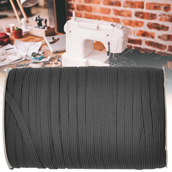 200 meter/rulle elastiskt band med hög elasticitet, multifunktionellt för skyddskläder, 6 mm bredd, svart
