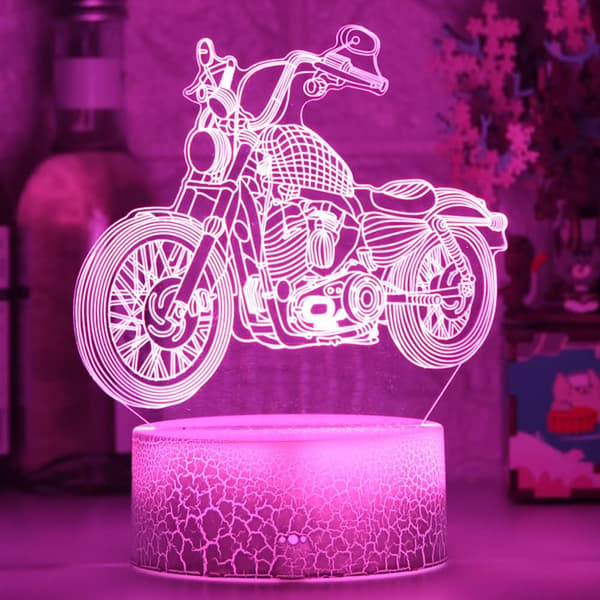 3D Illusion lampe Motorcykel Led Natlys, Børneværelse