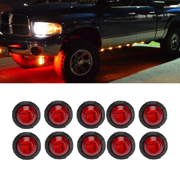 10 stk 10-30V 3 LED Signal Lys Indikatorlampe Sidemarkørlys for Lastebil