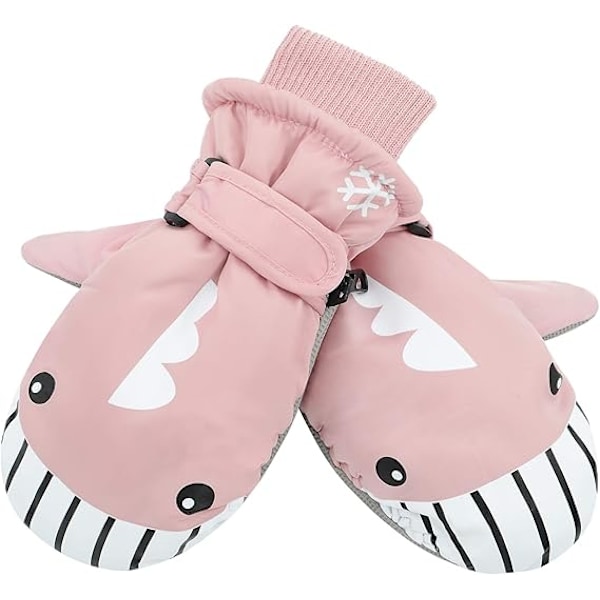 Barnens Vinterhandskar Snöhandskar Vattentäta Varm Fleece Barn Skidhandskar för Pojkar Flickor, Varm Vinterhandskar för Flickor och Pojkar Pink M