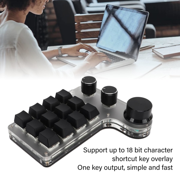 Programmerbar tastatur med RGB 3 knott 12 nøkler 2.4G USB mottak Bluetooth DIY multifunksjonstastatur
