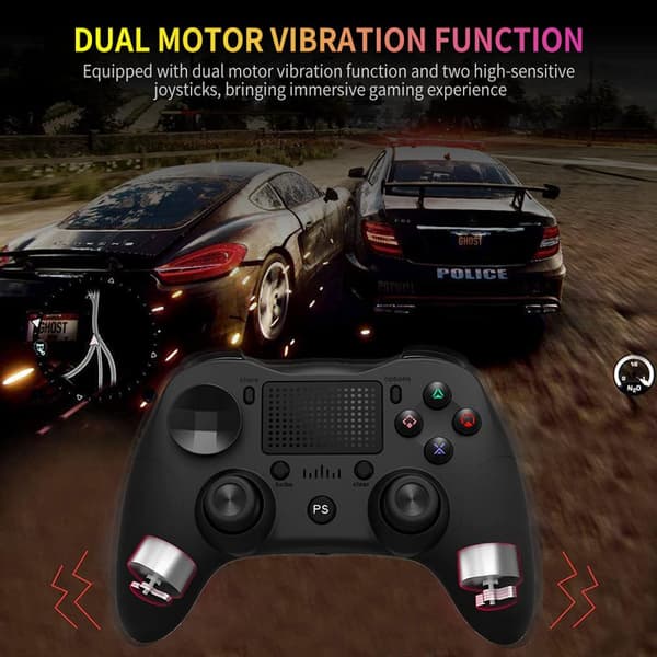 Trådløs BT Gamepad Spilcontroller Touchpad Ergonomisk Joyst Red