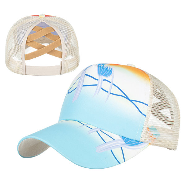 Kors elastisk mesh hästsvans baseball keps unisex justerbar B D