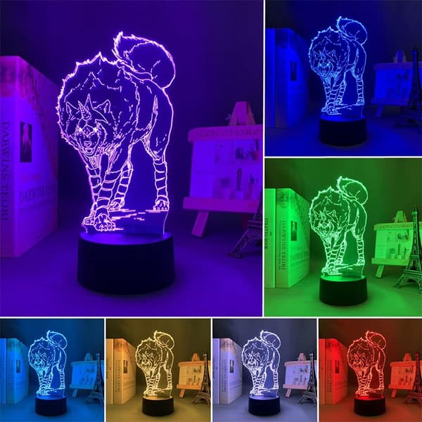 3D LED nattlysfigur egnet for soveromsdekorasjon bordlampe (Ulv)