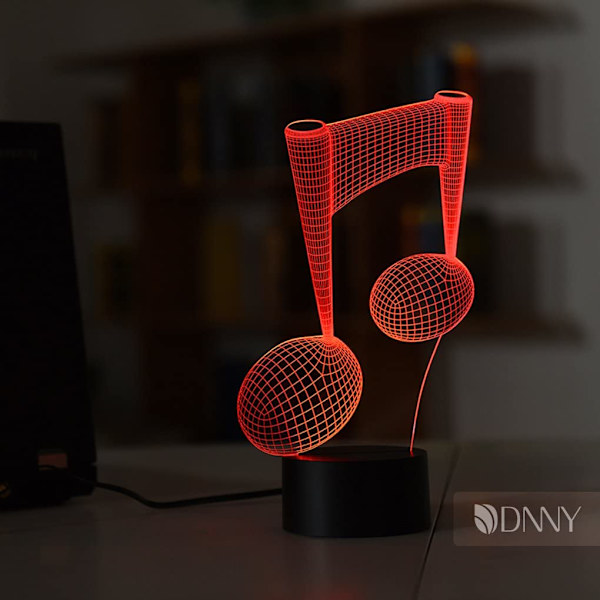 Musiknote 3D Illusion LED Natlampe Skrivebordslampe 3D Optisk I
