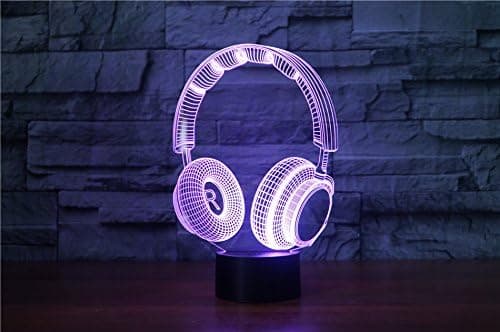 3D DJ Hodetelefon Headset Nattlys LED Berøringsbryter Dekor T