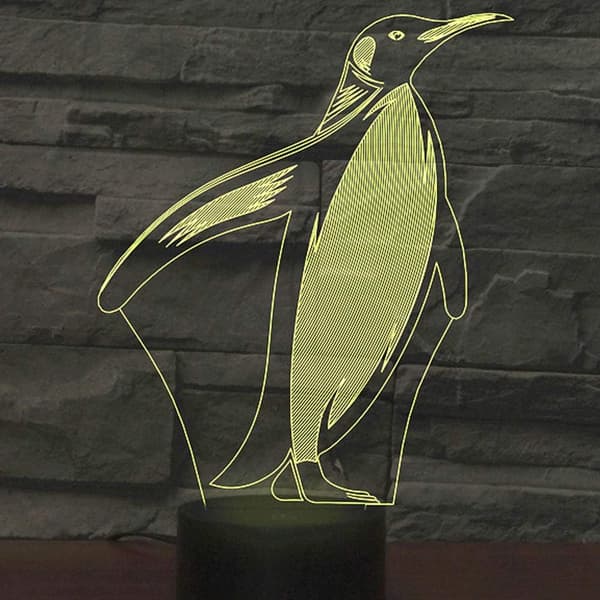 Abstrakt 3D Optisk Illusion Pingvin Form Farverigt Lys