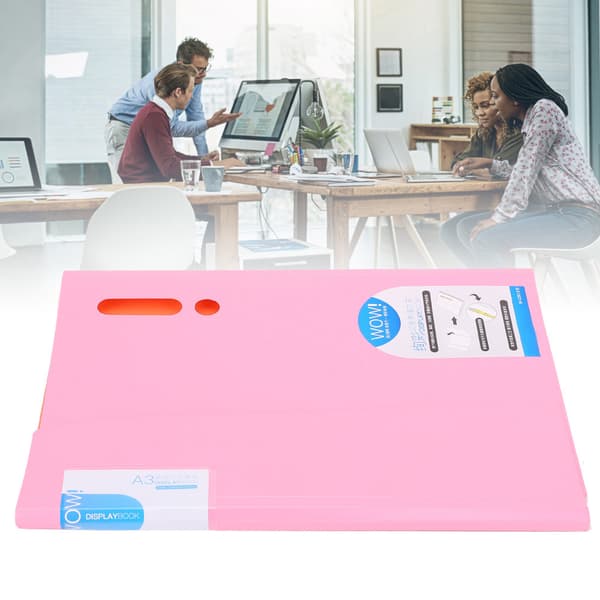 Farget dokumentmappe Sterk kraft Sterk A3/A4 testpapir klips Dokumenter mapper (Rosa)