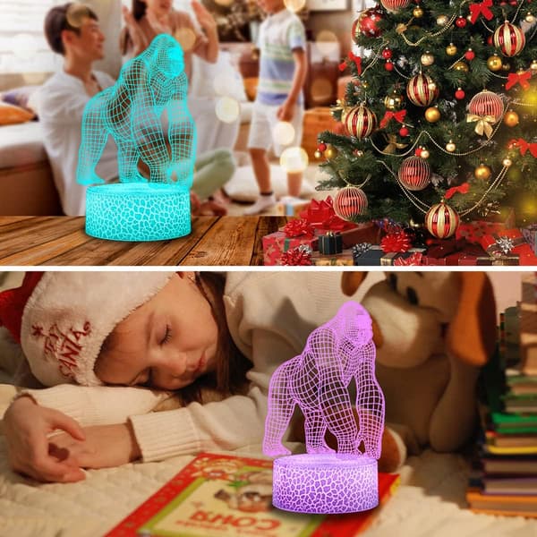 Gorilla 3D Illusion Natlampe - i-CHONY 16 Farver Skiftende