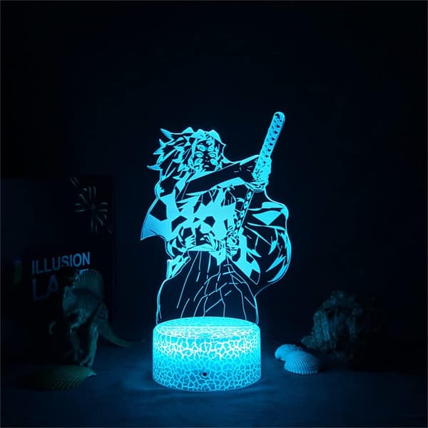 Kochou Shinobu 3D LED Lys Anime Natlampe Touch Justering