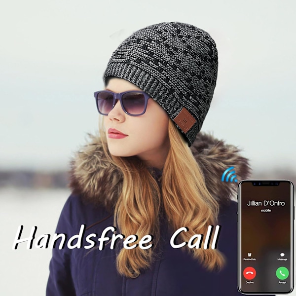 Musikbeanie för kvinnor, Beaniehatt med trådlösa hörlurar, Musik Audio, Dam, Flickor, Vintermössa med mikrofon, Handsfree, Utomhussporter, Hörlurar