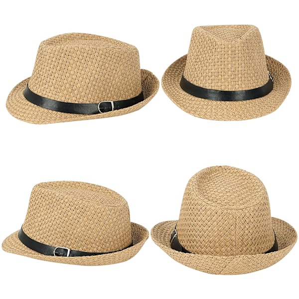 Sommarhatt i halm med kort brätte, Panama solhatt Trilby Bea Khaki