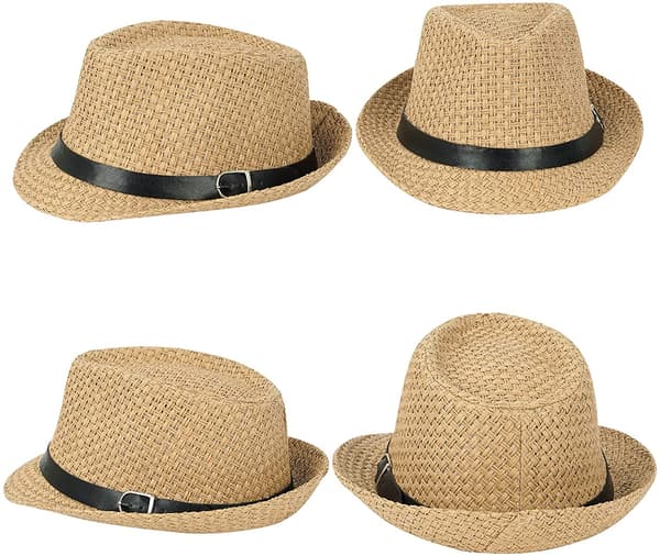 Sommer Strå Fedora Hat Kort Skygge Panama Solhat Trilby Bea Khaki